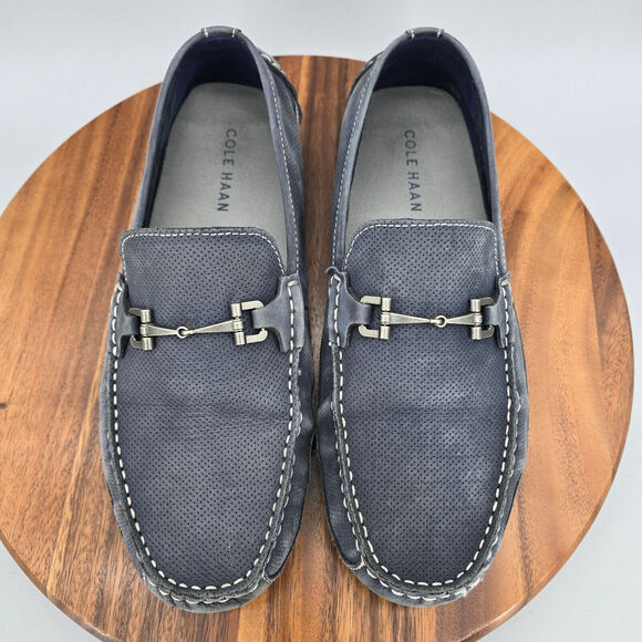 Cole Haan Loafers Men\'s 11.5 M Blue Gray Leather Wyatt Bit Casual Driving Shoes